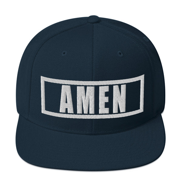Amen Snapback Hat 3D Puff Embroidered w/ White Thread, Christian Hat, Christian Apparel