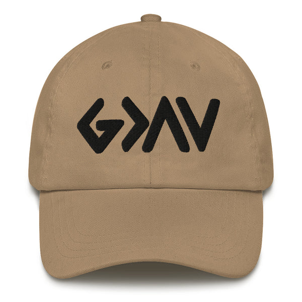 God Is Greater Than Highs and Lows Dad hat 3d Puff Print Blk Thread - Christian Hat