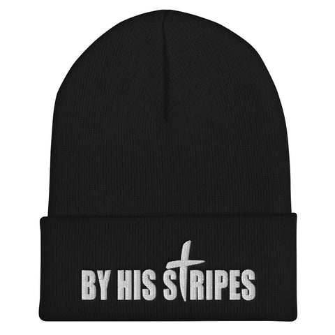 By His Stripes Embroidered Cuffed Beanie