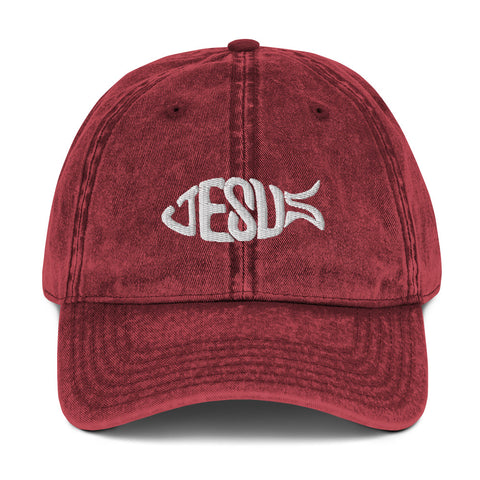 Jesus Font Type Vintage Cotton Twill Christian Hat