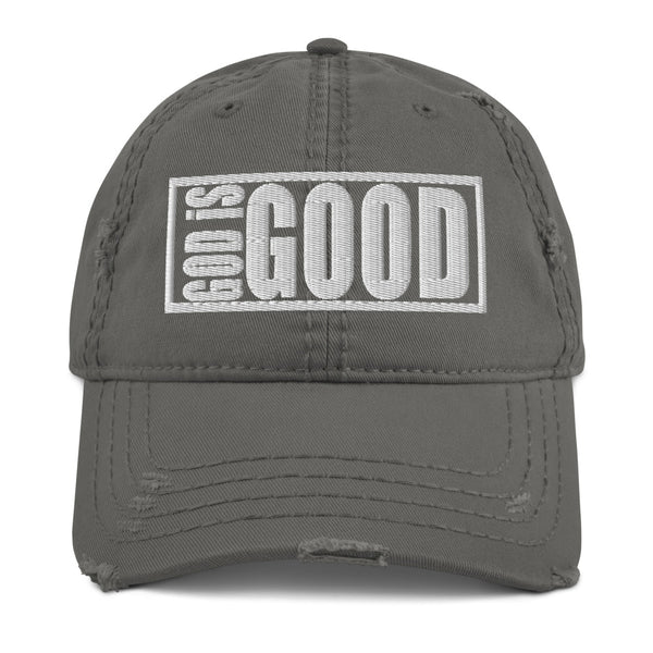 God Is Good Embroidered Distressed Dad Hat - Christian Hat