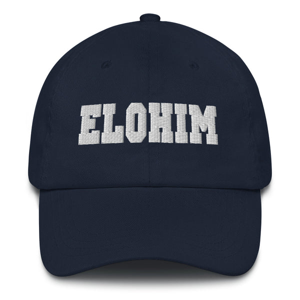 Elohim, White Thread Embroidered Dad hat - Christian Hat