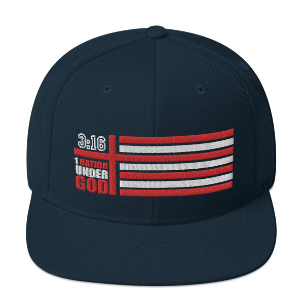 American Flag, One Nation Under God, Red and White 3d Puff Thread Embroidered - Christian Hat