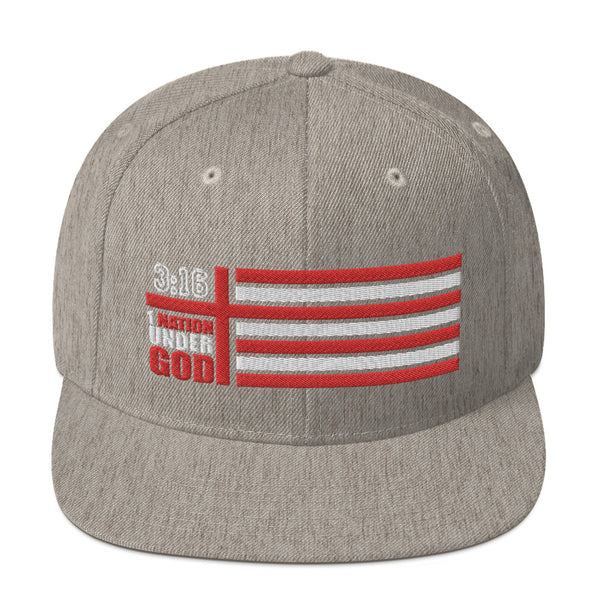 American Flag, One Nation Under God, Red and White 3d Puff Thread Embroidered - Christian Hat