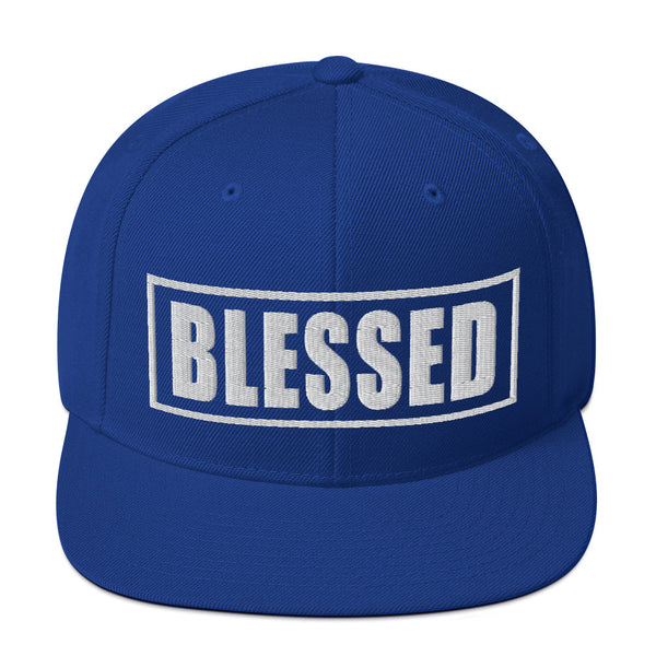 Blessed Snapback Hat 3D Puff White Embroidered Print, Christian Hat, Christian Apparel