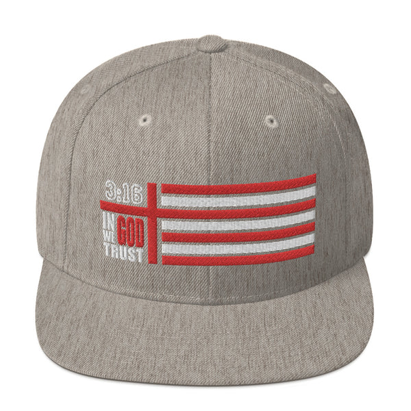 American Flag, In God We Trust, Red and White 3d Puff Embroidered - Christian Hat