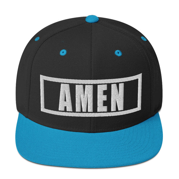 Amen Snapback Hat 3D Puff Embroidered w/ White Thread, Christian Hat, Christian Apparel