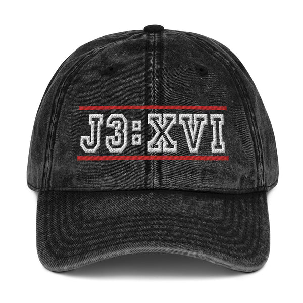 John 3:16, Embroidered Vintage Cotton Twill Embroidered Hat - Christian Hat