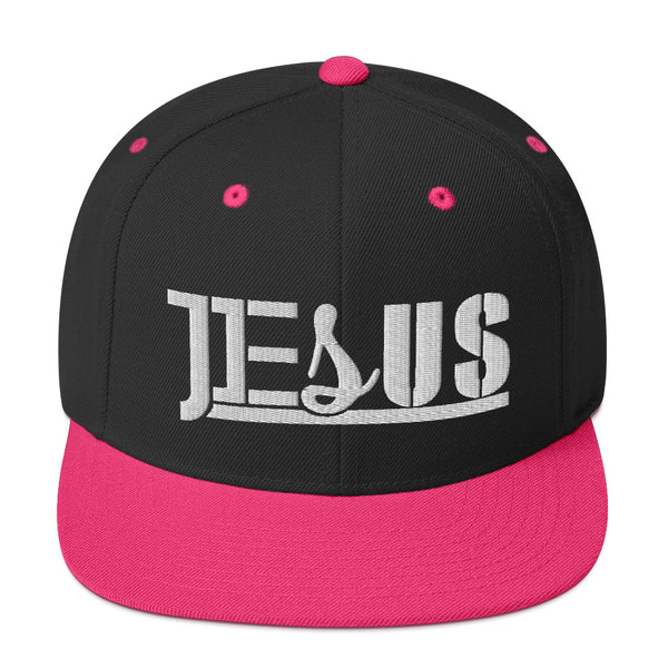 Jesus Fancy Font, 3d puff White Thread Embroidered - Christian Hat