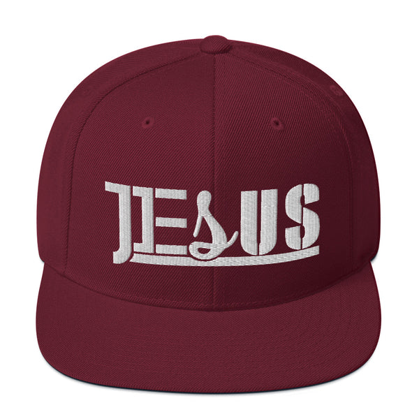Jesus Fancy Font, 3d puff White Thread Embroidered - Christian Hat
