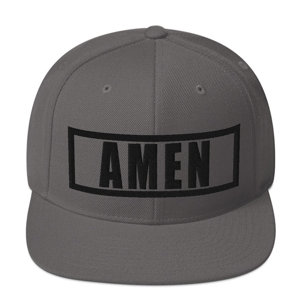 Amen Snapback Hat 3D Puff Embroidered w/Black Thread, Christian Hat, Christian Apparel