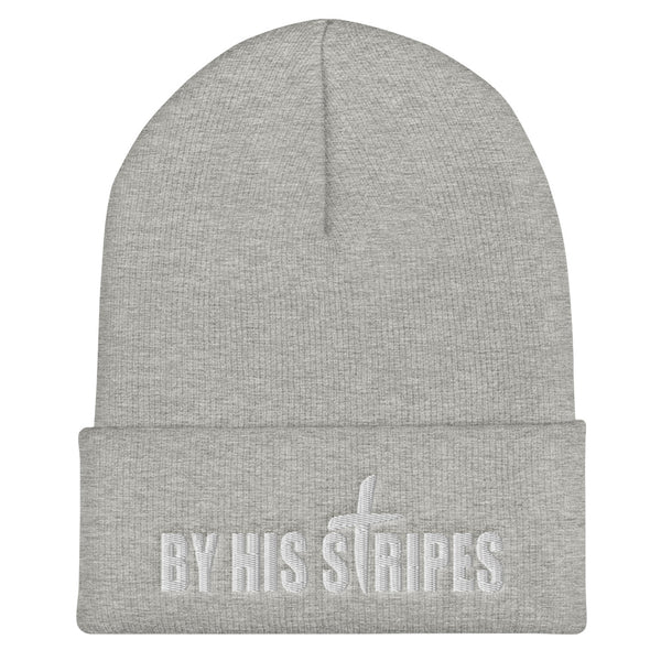 By His Stripes Embroidered Cuffed , Christian Beanie