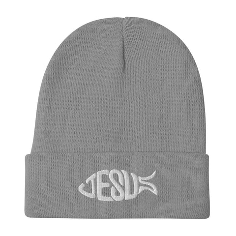 Jesus Font Type Embroidered Beanie