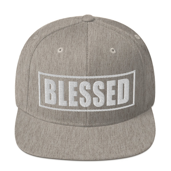 Blessed Snapback Hat 3D Puff White Embroidered Print, Christian Hat, Christian Apparel