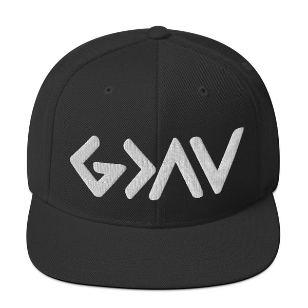 God Greater Than Highs and Lows, 3d Puff White Thread Embroidered - Christian Hat