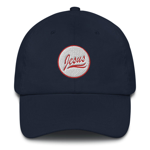 Jesus, Red and White Thread Embroidered Dad hat - Christian Hat