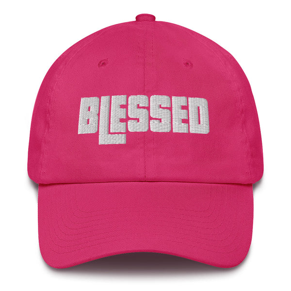 Blessed, White Thread 3d Puff Embroidered - Christian Hat