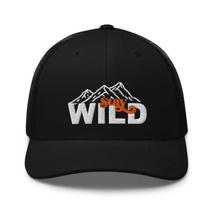 The Great Outdoors Embroidered Trucker Cap - Stay Wild, Mountains, Trees and Sunshine