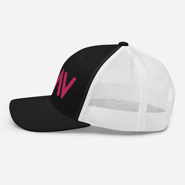 God Greater Than Highs and Lows, Pink Thread Embroidered Trucker Cap - Christian Hat