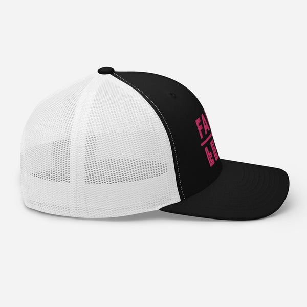 Faith Over Fear, Pink Thread Embroidered Trucker Cap - Christian Hat
