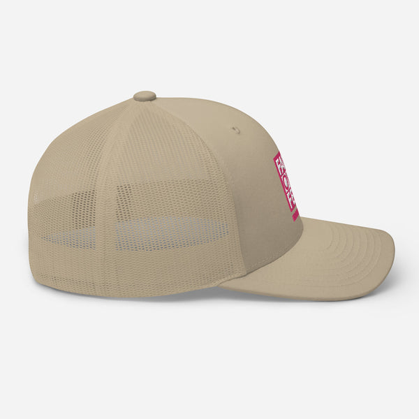 Faith Over Fear, Pink and White Embroidered Trucker Cap - Christian Hat