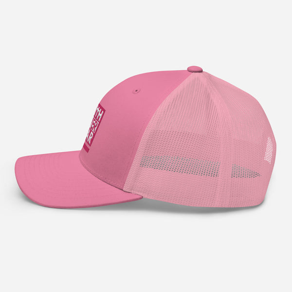 Faith Over Fear, Pink and White Embroidered Trucker Cap - Christian Hat