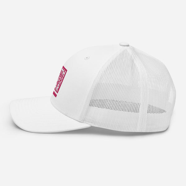 Faith Over Fear, Pink and White Embroidered Trucker Cap - Christian Hat