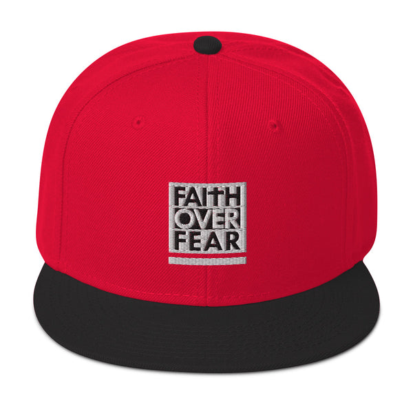 Faith Over Fear White Embroidered Snapback Hat - Christian Hat