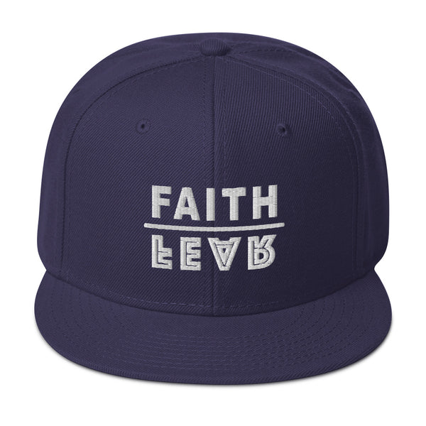 Faith Over Fear White Embroidered Snapback Hat - Christian Hat