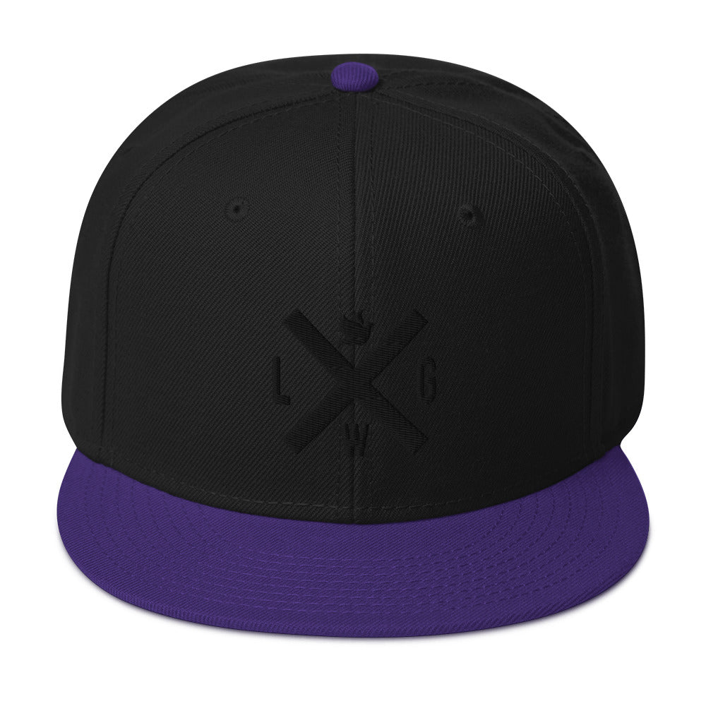 Custom Purple Adjustable Snapback Hat Black-White Stitched - FansIdea