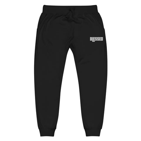 Blessed White Thread Embroidered Unisex fleece sweatpants