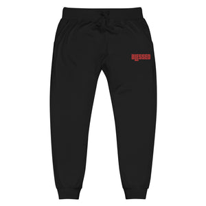 Blessed Red Thread Embroidered Unisex fleece sweatpants, Christian Apparel