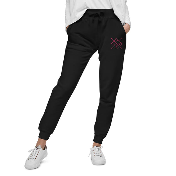 Let God Work Pink Thread Embroidered Unisex fleece sweatpants, Christian Apparel