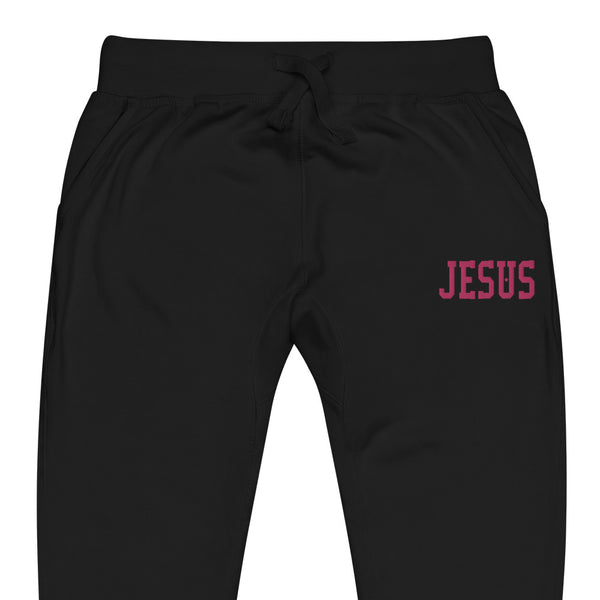 Jesus Pink Thread Embroidered Unisex fleece sweatpants