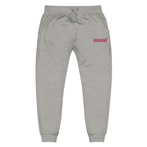 Born Again Pink Thread Embroidered Unisex fleece sweatpants