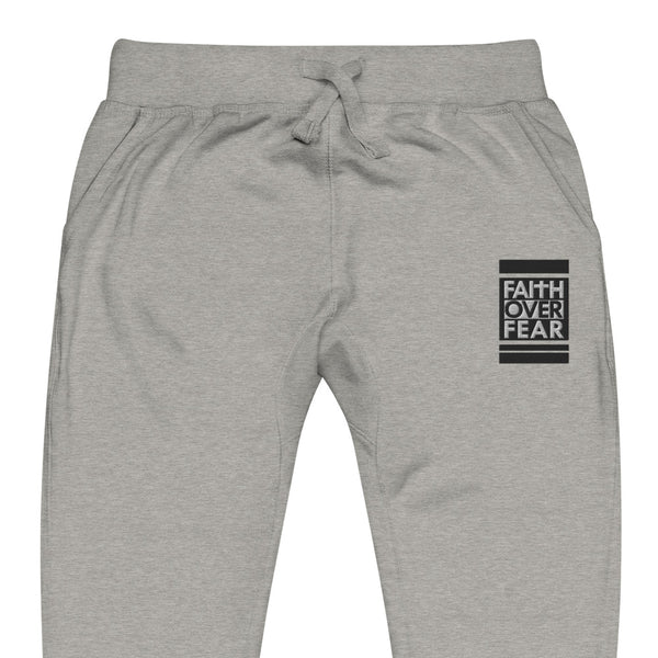 Faith Over Fear White and Black Thread Embroidered Unisex fleece sweatpants