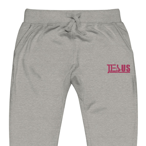 Jesus Type Pink Thread Embroidered Unisex fleece sweatpants