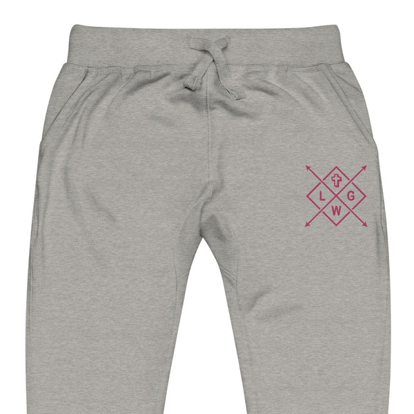 Let God Work Pink Thread Embroidered Unisex fleece sweatpants, Christian Apparel