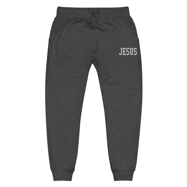 Jesus W Thread Embroidered Unisex fleece sweatpants, Christian Apparel