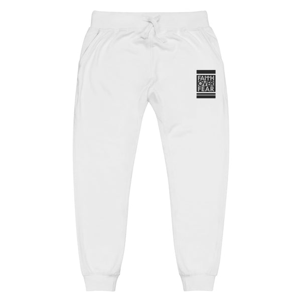Faith Over Fear White and Black Thread Embroidered Unisex fleece sweatpants