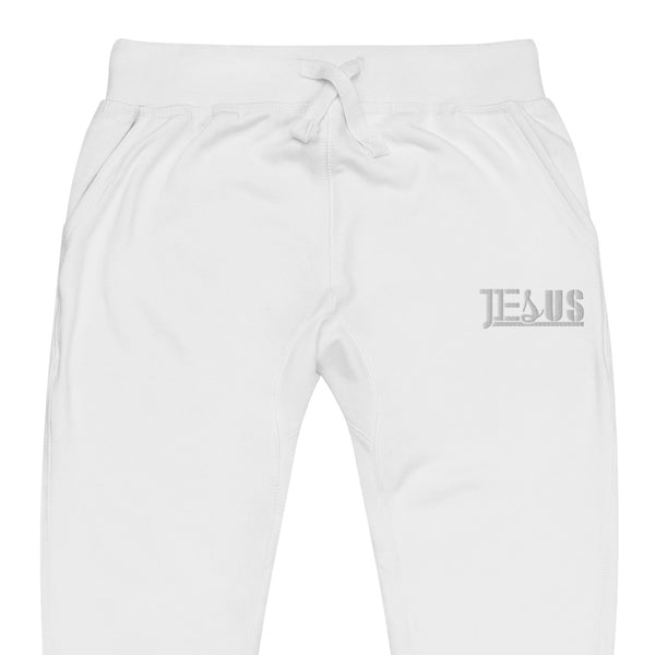 Jesus Type White Thread Embroidered Unisex fleece sweatpants
