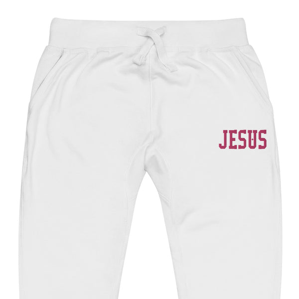 Jesus Pink Thread Embroidered Unisex fleece sweatpants