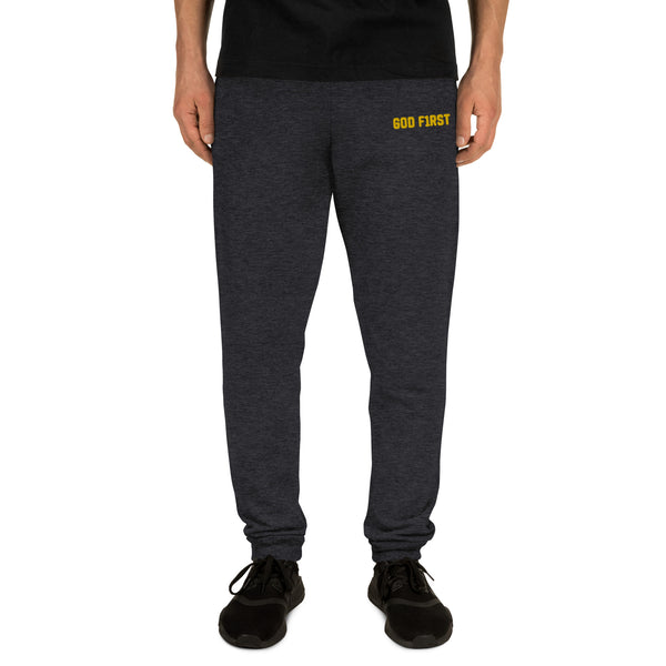 God F1rst y Embroidered Unisex Joggers, Christian Apparel