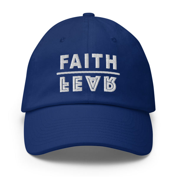 Faith Over Fear White Embroidered Baseball Cotton Cap - Christian Hat