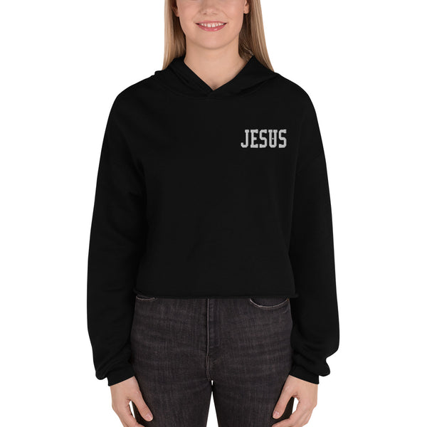 Jesus w/ Embroidered Crop Hoodie