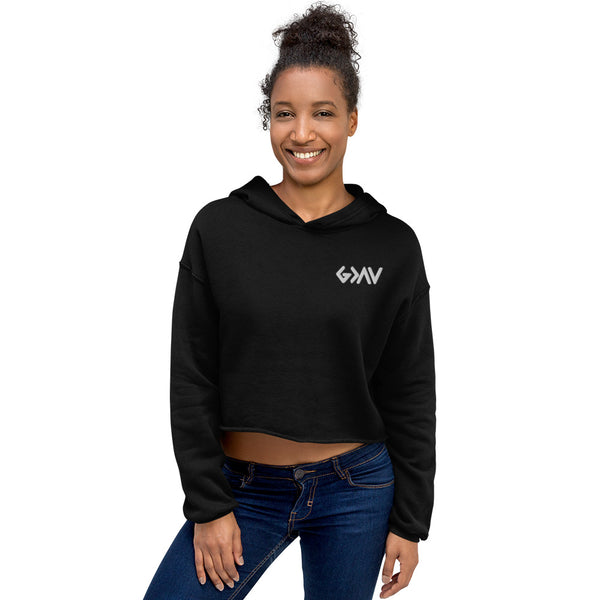 God Greater w/ Embroidered Crop Hoodie, Christian Hoodie