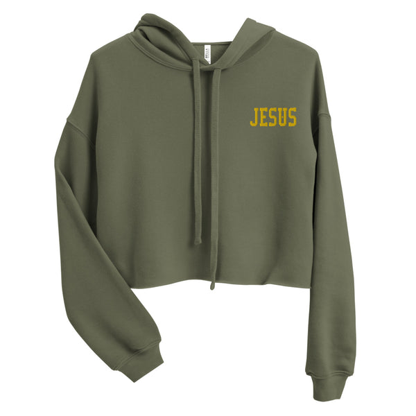 Jesus y/ Embroidered Crop Hoodie