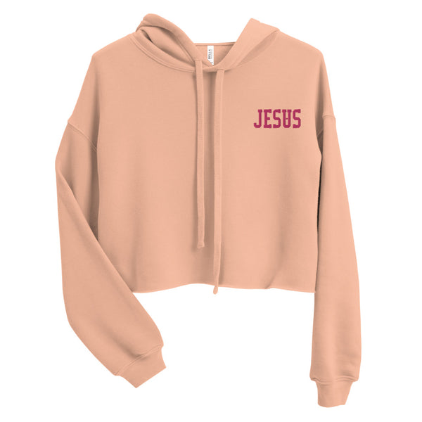 Jesus p/ Embroidered Crop Hoodie
